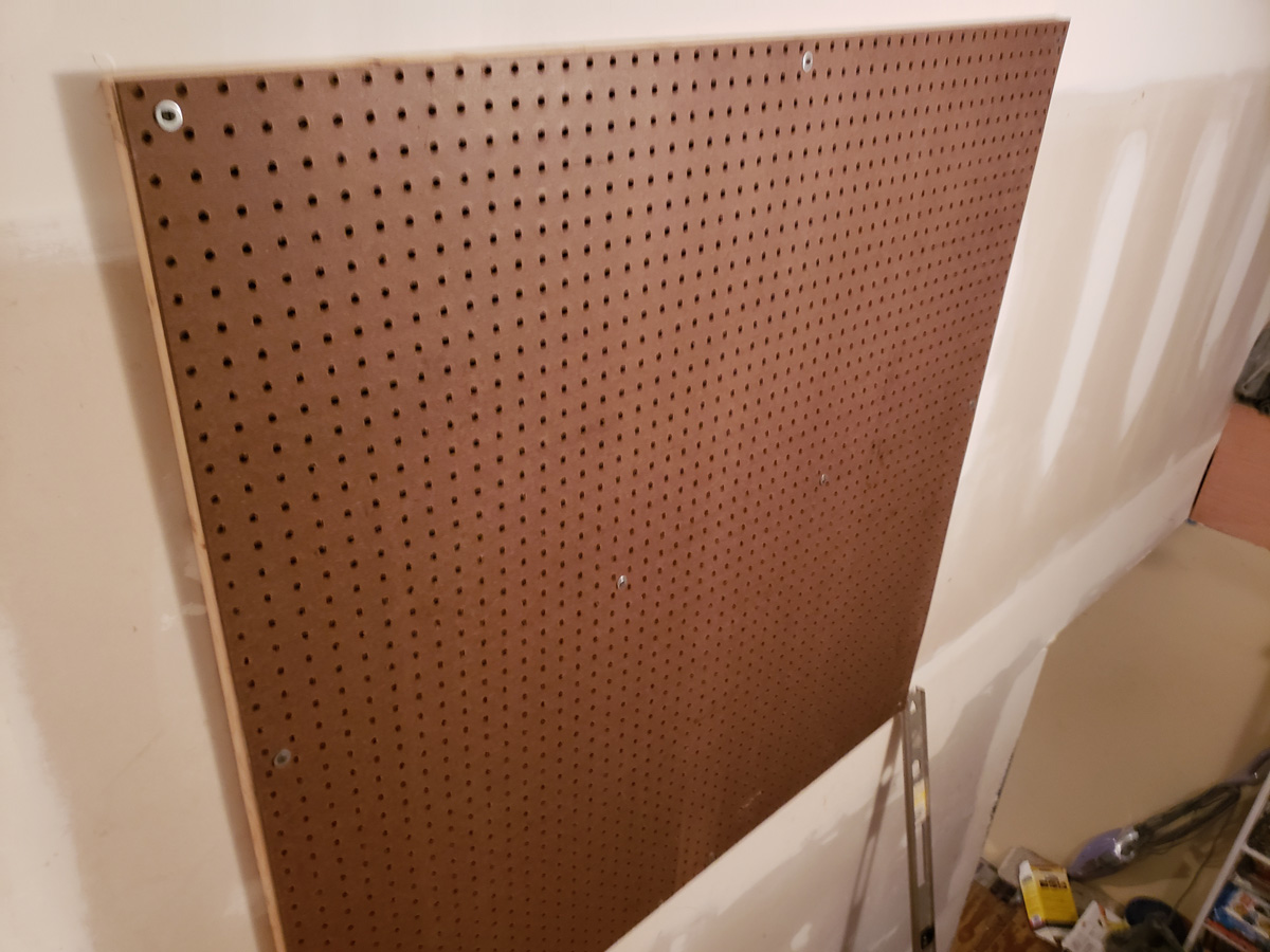 one completed section of pegboard